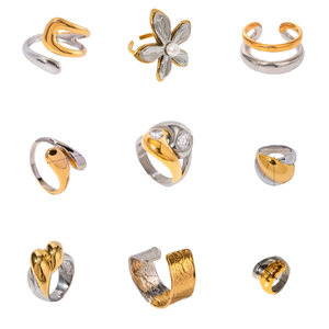 Anello di Alta Moda Americana in Acciaio Inossidabile Color Oro con <span class=keywords><strong>Micro</strong></span> Pavé Vintage Liscio Tendenza Social Media per Donne Non Sbiadisce - Product Image 6