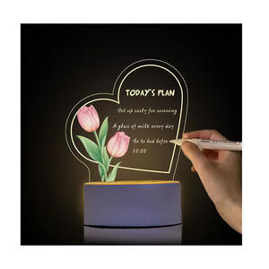 บอร์ดเขียนอะคริลิคไฟกลางคืน LED พร้อมโคมไฟ LED สำหรับเป็นของขวัญส่งเสริมการขายและธุรกิจรูปทรงตามสั่ง<span class=keywords><strong>3D</strong></span> - Product Image 6