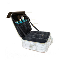 Trousse de Maquillage Professionnelle Personnalisée en Marbre avec Séparateurs Ajustables, Grande Boîte de Rangement Cosmétique de Voyage