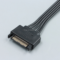 SATA 15-Pin Stecker auf Buchse Stromverlängerungskabel 30cm Flach Schwarz 18AWG Verzinnter Kupferdraht für HDD SSD Netzteil