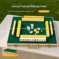 Mini jeu de Mahjong portable avec tuiles, table pliante d'extérieur, jeu de Mahjong manuel pour le camping