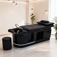 Lit de shampooing en fibre de verre avec lumière LED Thai Head Therapy Shampooing Lit Salon de coiffure Soins du cuir chevelu Massage Shampooing Lit