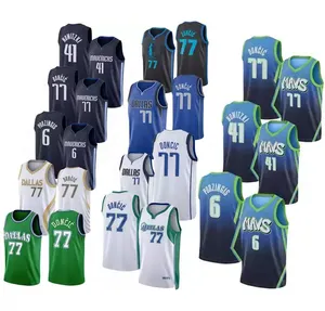 New Dallas 77 Luka Doncic 6 Kristaps Porzingis 41 Dirk Nowitz Basketball Jersey Shorts Sublimated Basketball Uniform