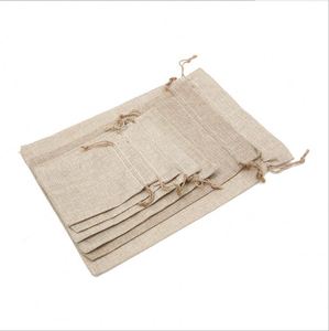 Jute Cotton Canvas <b>Drawstring</b> Bag 10*18cm Customizable Gift Wrapping <b>Pouch</b> with Silk Screen Printing and Custom Logo - Product Image 3