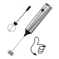 Mousseur à lait USB rechargeable en acier inoxydable, batteur double portatif, agitateur à café, mélangeur de boissons électrique – Vente chaude