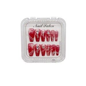 12 faux ongles courts à presser, couvrance totale, en ABS mat dégradé, style œil de chat bambou chinois - Product Image 5