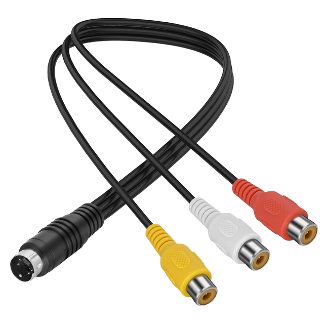 DAJIANG OEM Customize 0.3M Mini DIN 4 Pin 3 RCA Male-Female Copper Conductor AV Composite Cable for TV/HDTV CD Player DVD Player