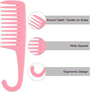 Pettine Districante a Denti Larghi Personalizzabile Shengyuan per Parrucchieri, Barbieri e Saloni, con Manico in Plastica e Gancio per Bagno e Doccia - Product Image 3