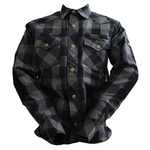 Camisa de Motociclista para Hombre, 100% Algodón Franela, Certificación CE, Protección Contra el Viento en Espalda, Codos y Hombros - Product Image 1