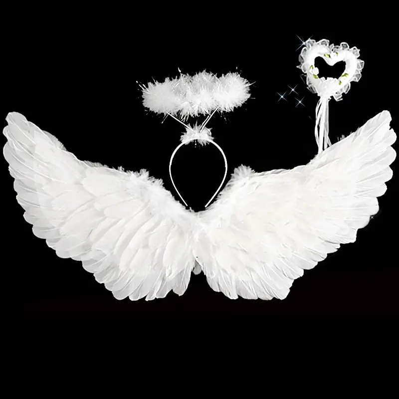 Costume de Cosplay pour Halloween, ailes d'ange, plumes colorées