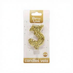Bougie décorative en cire de soja en forme de gâteau d'anniversaire avec paillettes dorées, modèle 8445178008380, pour fêtes, anniversaires, Pâques - Product Image 1