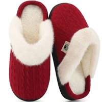 Chaussons d'intérieur en tricot chaud pour femmes, doublure en peluche douce, mousse à mémoire de forme, confortables pour la maison et la chambre, parfaits pour l'hiver