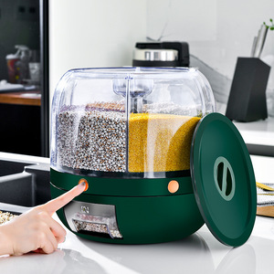 Organizador de Cocina Hermético para Almacenamiento de Arroz, Recipiente de Plástico Giratorio para Alimentos, Grano a Granel, Cereal, Arroz, Cubo Dispensador en Caja de Especias - Product Image 2