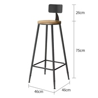 Ensemble de table haute ronde en métal avec assise en bois et dossier croisé pour café, hôtel, bar à domicile et événements
