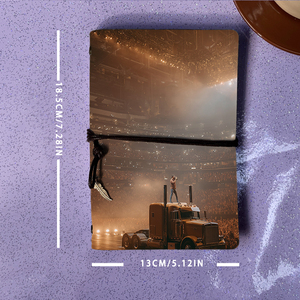 Cuaderno A6 hecho a mano, cierre <span class=keywords><strong>de</strong></span> corbata Vintage resistente, 80 hojas, regalo duradero para reuniones <span class=keywords><strong>de</strong></span> investigación <span class=keywords><strong>de</strong></span> mercado, NotesSinger Truck Audience - Product Image 4