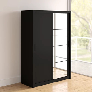 New Design <strong>Furniture</strong> Mirrored <strong>Bedroom</strong> Set <strong>Black</strong> Storage Sliding Wardrobe High <strong>Gloss</strong> Wood <strong>Bedroom</strong> - Product Image 3