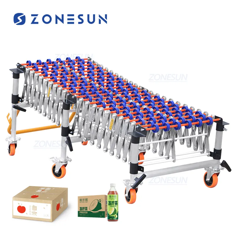 ZONESUN ZS-FCF600 industriale espandibile ruota da Skate sistema di nastro trasportatore flessibile