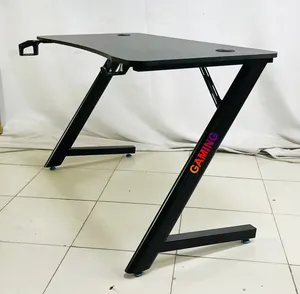 Z Shaped Computer Racing Mesa Gamer Table Gaming Desk With LED Lights