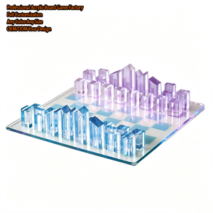 Jeu d'échecs <span class=keywords><strong>de</strong></span> luxe personnalisable XFL en Lucite/Acrylique avec logo personnalisé, impression sérigraphique et découpe laser - Product Image 1