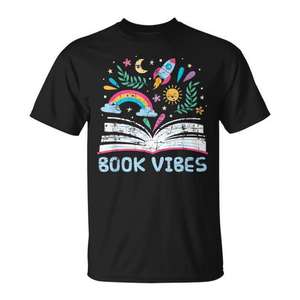Camiseta Book Vibes Bookworm Reading para lectores y amantes de la biblioteca - Product Image 1