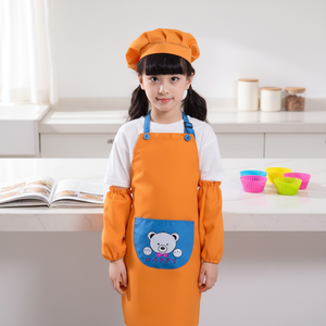 ชุดผ้ากันเปื้อนเด็ก ลายการ์ตูน สำหรับ<span class=keywords><strong>ทำ</strong></span>ขนม <span class=keywords><strong>ทำ</strong></span><span class=keywords><strong>อาหาร</strong></span> พร้อมหมวกเชฟและปลอกแขน - Product Image 1