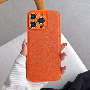 Étui en cuir PU Litchi coloré pour iPhone 17 Pro Max, coque arrière de téléphone en TPU texturé pour iPhone 15 16 13 14 17 Pro Max 17 Air - Product Image 2