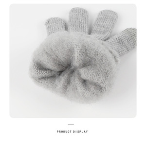 Vente en gros, ensemble de trois pièces en laine tricotée, de couleur unie, en <span class=keywords><strong>cachemire</strong></span> doux, <span class=keywords><strong>bonnet</strong></span>, écharpe et <span class=keywords><strong>gants</strong></span> pour <span class=keywords><strong>femme</strong></span> et homme - Product Image 5
