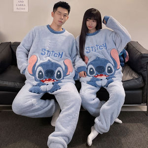 Conjuntos de ropa de dormir Pijamas de pareja Mujeres Otoño e invierno Coral Fleece Thickened Youth Cartoon Stitch Pijamas de hombre <span class=keywords><strong>Traje</strong></span> - Product Image 3