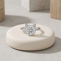 Bague unisexe en argent S925 avec moissanite de deux carats, motif patte de chaton mignon, style vintage, certifiée anti-allergie
