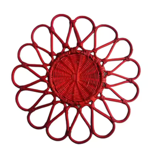 Handmade Natural Rattan <b>Woven</b> <b>Coasters</b> Floral Flower Shape Coffee Cup Mats Classic Table Placemats Heat Resistant Wicker Viet - Product Image 2