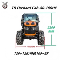 Tractor de Ruedas para Huertos y Viñedos de 80-100 HP con Funciones Automáticas, 4x4, Compatible con Pulverizadores Traseros y Herramientas Agrícolas