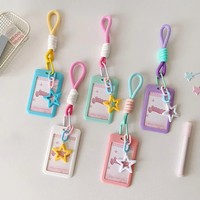 Sweet Girl's 3-Inch Photocard Holder avec Star Pendentif Bus Access Slide Cover Case pour Passeport Credit Photo Use