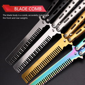 Pettine in acciaio inossidabile pettine a farfalla pettine pieghevole a colori all'ingrosso barbiere strumento professionale per tagliare i capelli - Product Image 4