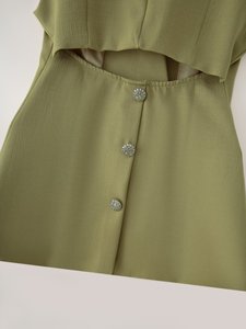 SHENZHU ZA Nouvelle Collection Automne 2025 <span class=keywords><strong>Gilet</strong></span> de Costume Sans Manches <span class=keywords><strong>Mi</strong></span>-longue Ajusté à Taille Creuse et Un Bouton pour <span class=keywords><strong>Femme</strong></span> 29572 - Product Image 6