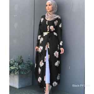 El más nuevo vestido de verano con estampado de flores incluye cinturón fiesta de noche hecho de poliéster vestido de mujer musulmana - Product Image 2