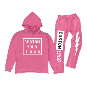 Tùy chỉnh người đàn ông xếp chồng lên nhau sweatsuit HEM cắt Hoodie và Jogger Sweatpants thiết lập biểu tượng tùy chỉnh Đồ Họa 3D Puff in loe Tracksuit - Product Image 5