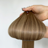 Ashy Tone Balayage Color marrón Super Double Drawn Nano Bead Ring Tips Extensiones de cabello humano Remy ruso preadherido de 14 pulgadas a 26 pulgadas