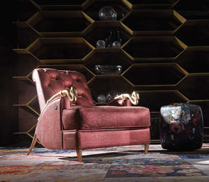 Canapé fauteuil relaxant individuel en cuir de serpent d'Italie, fabrication professionnelle, luxe léger, accoudoir en serpent doré, cadre en bois massif - Product Image 2