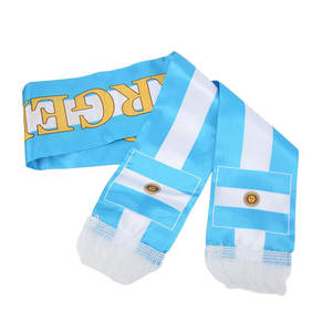 وشاح مشجعي كرة القدم بالجملة مطبوع عليه شعار المنتخب الوطني والنادي، وشاح مخملي من جانب واحد مع شرابة - Product Image 3