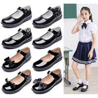 Chaussures de performance pour filles en cuir verni noir, style princesse, à semelle souple, fermeture Velcro, escarpins bas, pour la rentrée scolaire