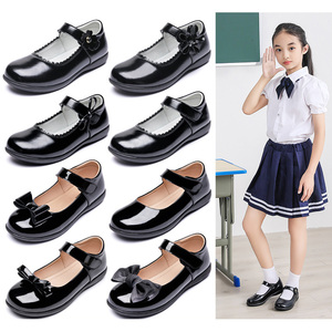 Girls Black Patent Leather Princess Performance Stage <strong>School</strong> Shoes Soft-Sole Velcro Closure Low-Cut <strong>Pumps</strong> Back to <strong>School</strong> Shoes - Product Image 1