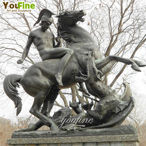 Estatua de Bronce de San Jorge y el Dragón, Tamaño Real, Guerrero a Caballo, Escultura Clásica para Exteriores - Product Image 1