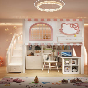 <span class=keywords><strong>Lit</strong></span> superposé de luxe pour enfants JS FURNITURE, nouveau design, meubles de chambre à coucher, <span class=keywords><strong>lit</strong></span> <span class=keywords><strong>empilable</strong></span> pour enfants avec toboggan en arc et escalier de rangement - Product Image 5