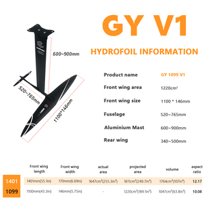 Hydrofoil de Carbono Popular GY 1099 V1: Control de Curva Receptivo y Deslizamiento Rápido para Sesiones de Wing Foil en Olas Oceánicas en Todo el Mundo - Product Image 2