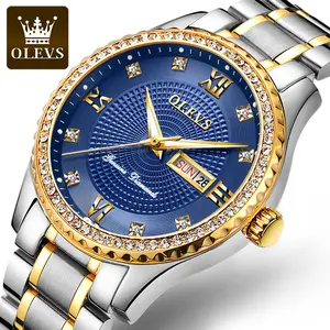 Мужские наручные часы OLEVS 6618, лидер продаж, роскошные мужские алмазные водонепроницаемые кварцевые часы со стальным браслетом, аналоговые уникальные часы с датой