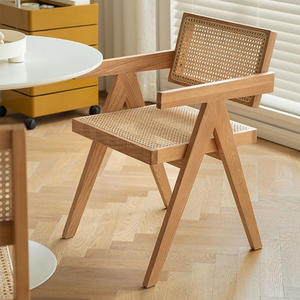 Vente directe d'usine, chaises de salle à manger, <span class=keywords><strong>fauteuil</strong></span> en bois massif avec siège tissé en rotin, chaise de loisirs - Product Image 2