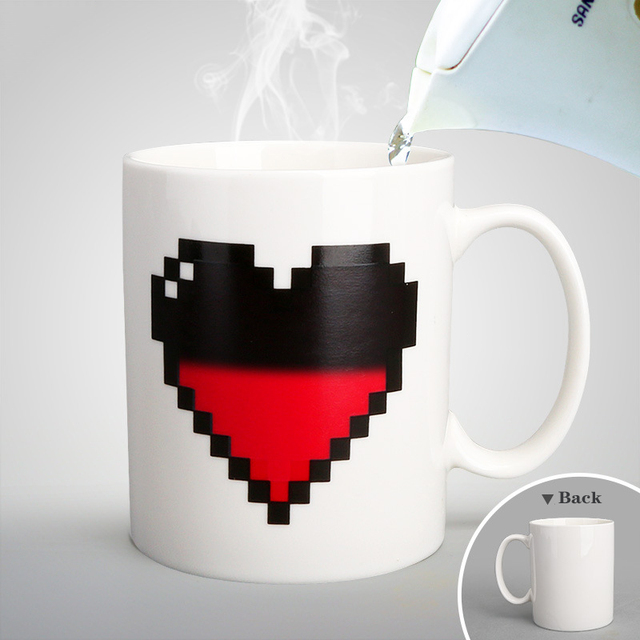 Custom Love Heart Heat Transfer Color Changing Mug Temperature Control Changing Magic Cup Mother's Day Gift Father's Day Gift