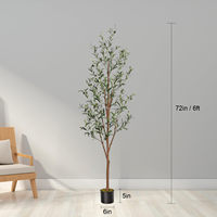6ft Kunstmatige Olijfboom Faux Ingemaakte Olijfzijden Boom Met Takken En Fruit Voor Moderne Thuiskantoor Woonkamer Vloer Decor