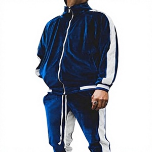 Wholesale <b>Men</b> <b>Tracksuit</b> <b>Velour</b> Full Zip Jacket and Jogger Pants Matching Athletic Sportswear Set Custom OEM ODM - Product Image 3