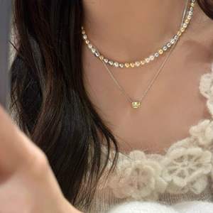 Collier à pampilles en argent sterling S925 Wenchi avec diamant jaune, modèle Bracelet Galaxie Éclatée, bijoux uniques de luxe léger haut de gamme - Product Image 4